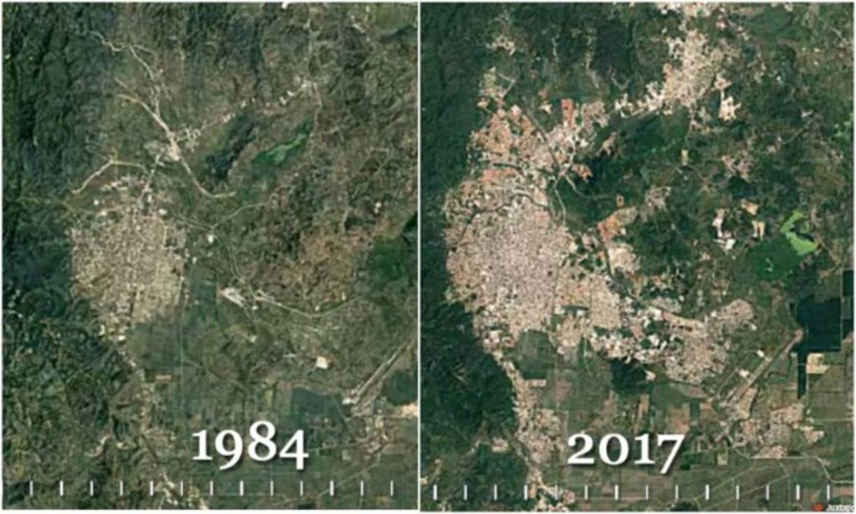 El crecimiento en la 'Ciudad Industrial' es evidente, este comparativo muestra como ha cambiado San Pedro Sula en los últimos 30 años.
