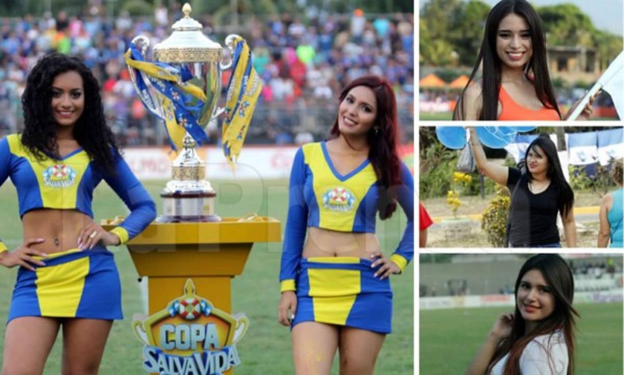 El partido de ida de la final entre Honduras Progreso y Motagua está adornado por bellas chicas que han llegado al estadio HUmberto Micheletti.