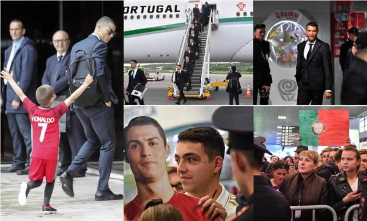 La Selección de Portugal, con su estrella Cristiano Ronaldo a la cabeza, llegó este sábado a Rusia para la disputa del Mundial de fútbol 2018.
