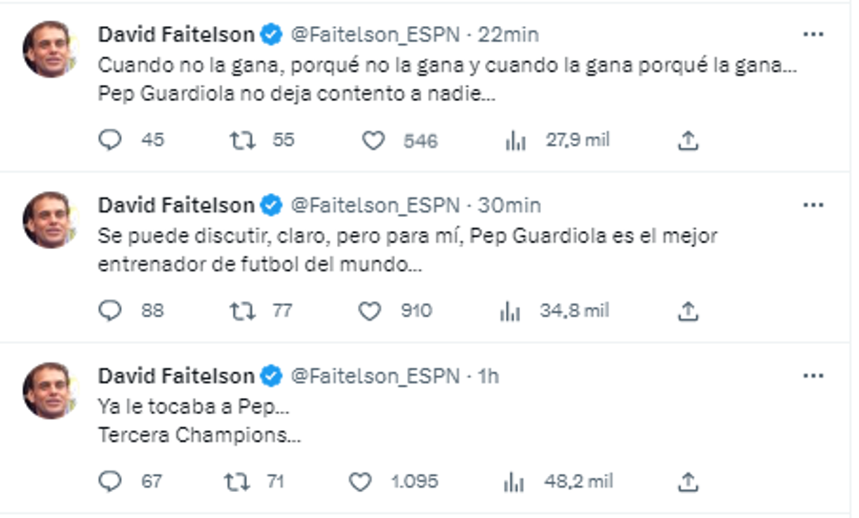David Faitelson: “Se puede discutir, claro, pero para mí, Pep Guardiola es el mejor entrenador de futbol del mundo...”