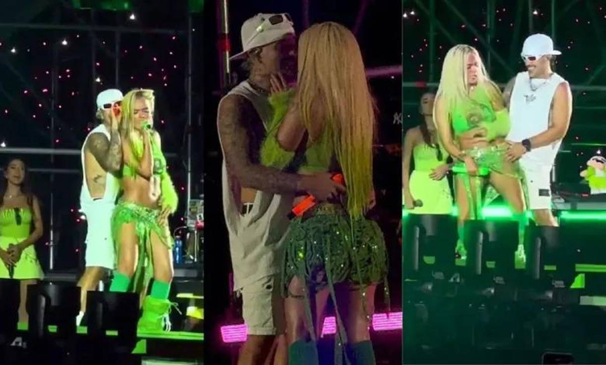 Pero para su último <i>show</i>, no podía faltar su novia, por ello, Karol G subió al escenario con un vestuario inspirado en la gira ‘Ferxxocalipsis’, el cual fue en color verde. La presencia de la cantante causó una enorme emoción en el público. La compositora no solo le cantó a su pareja ‘Mi Ex Tenía Razón’, ya que también le dedicó una emotivas palabras que reflejan que ambos están pasando por una gran etapa amorosa.