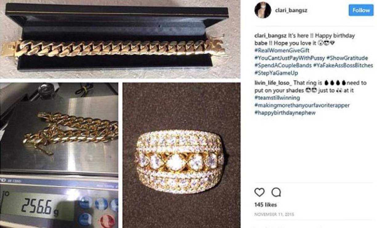 Las mujeres de los supuestos traficantes también presumían sus joyas en Instagram.