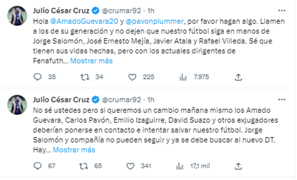 Julio Cruz hizo un llamada a los exseleccionados.