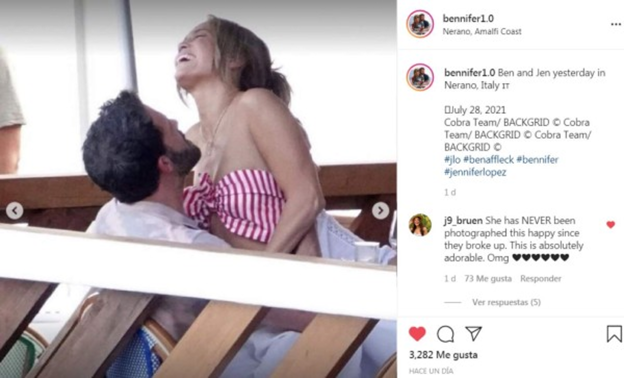 La pareja comenzó su escapada romántica en St. Tropez, Francia, en el restaurante L'Opera, donde fueron fotografiados abrazados durante la cena de cumpleaños de López, el pasado sábado.
