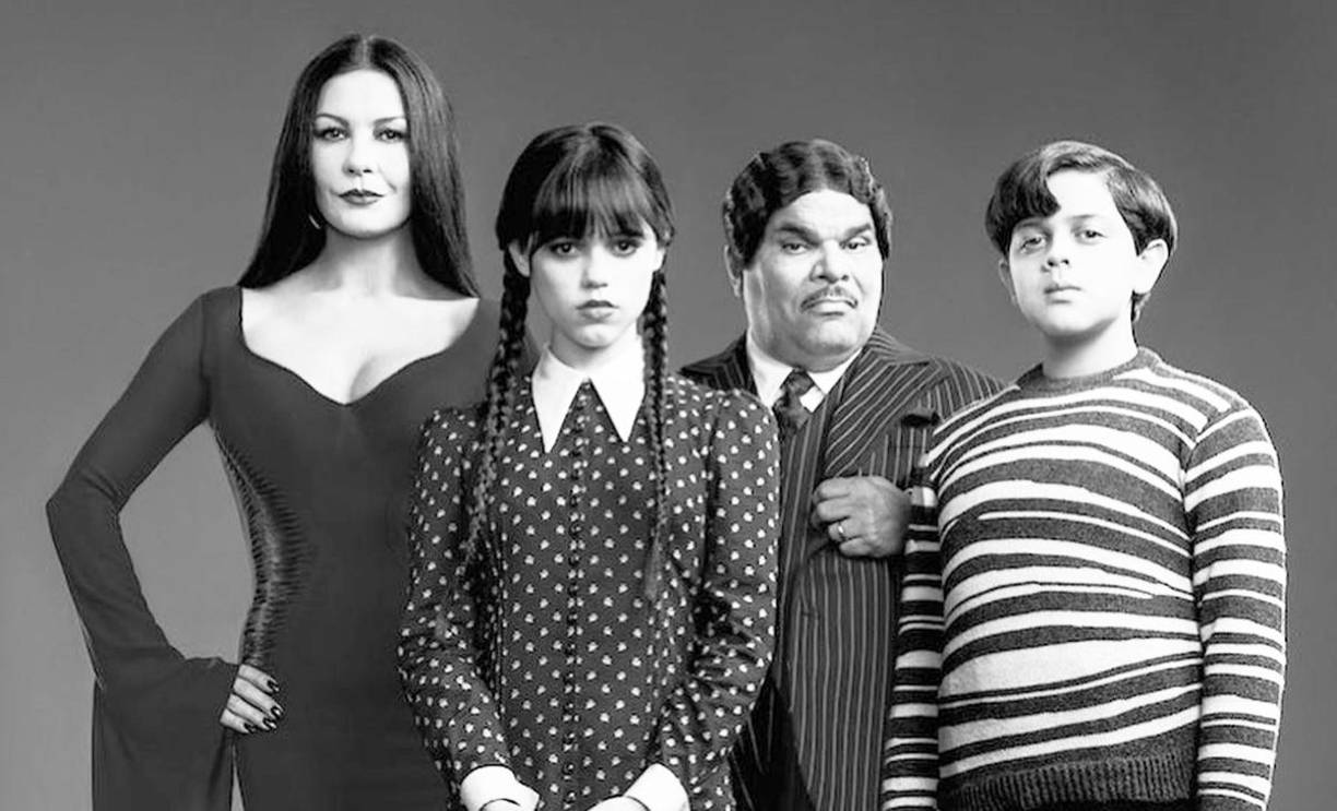  Los padres de Merlina son interpretados por Catherine Zeta-Jones, quien da vida a Morticia, y Luis Guzmán, quien encarna a Homero. Completa la foto familiar Isaac Ordóñez como Pericles. “Estoy muy emocionada de trabajar con el gran Tim Burton, y el diseñador de maquillaje y vestuario con el que he trabajado antes, y con Luis Guzmán, interpretando a Homero, con quien trabajé en Tráfico”, dijo Zeta-Jones.