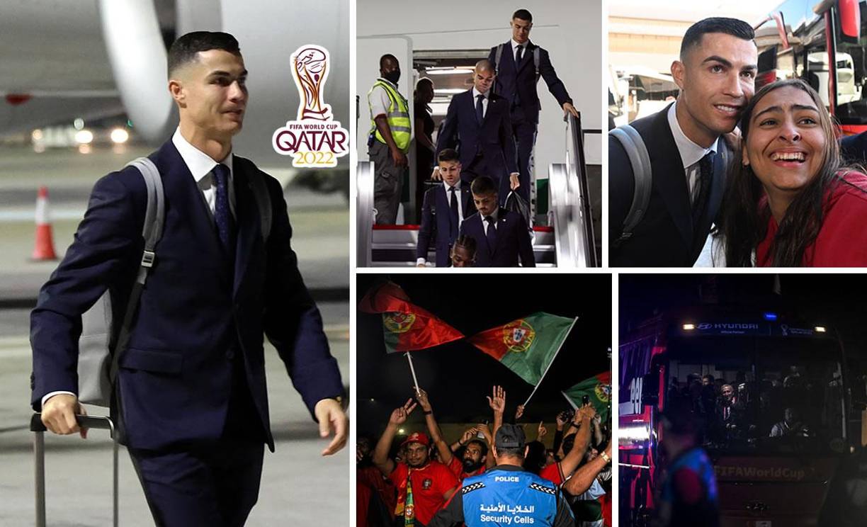 Un sonriente Cristiano Ronaldo fue el claro protagonista a la llegada de la Selección de Portugal a Doha para disputar el Mundial de Qatar 2022.