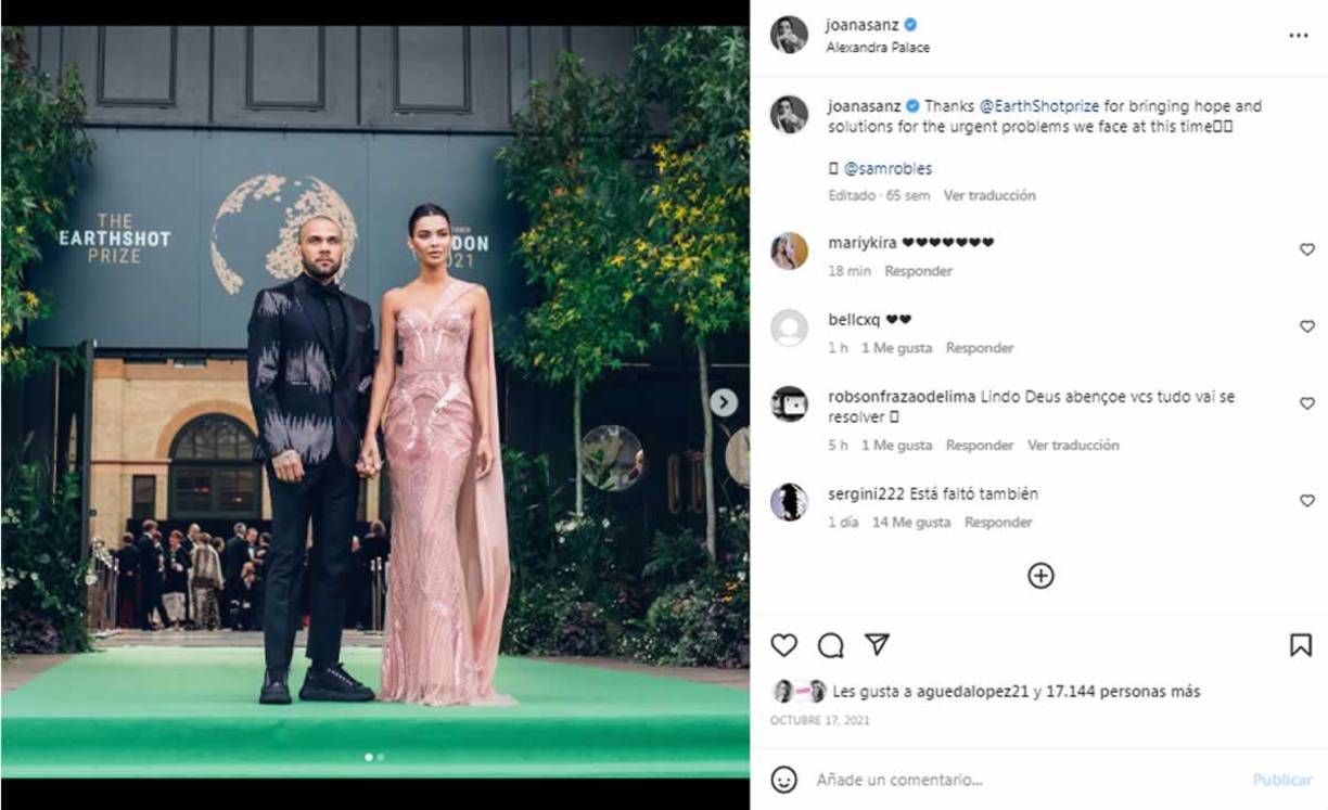 Actualmente, en el Instagram de la modelo aparecen únicamente las colaboraciones publicitarias, el resto de imágenes de la pareja han desaparecido casi en su totalidad, quedando solo una en la que se ve a Dani Alves de perfil, entre otras.