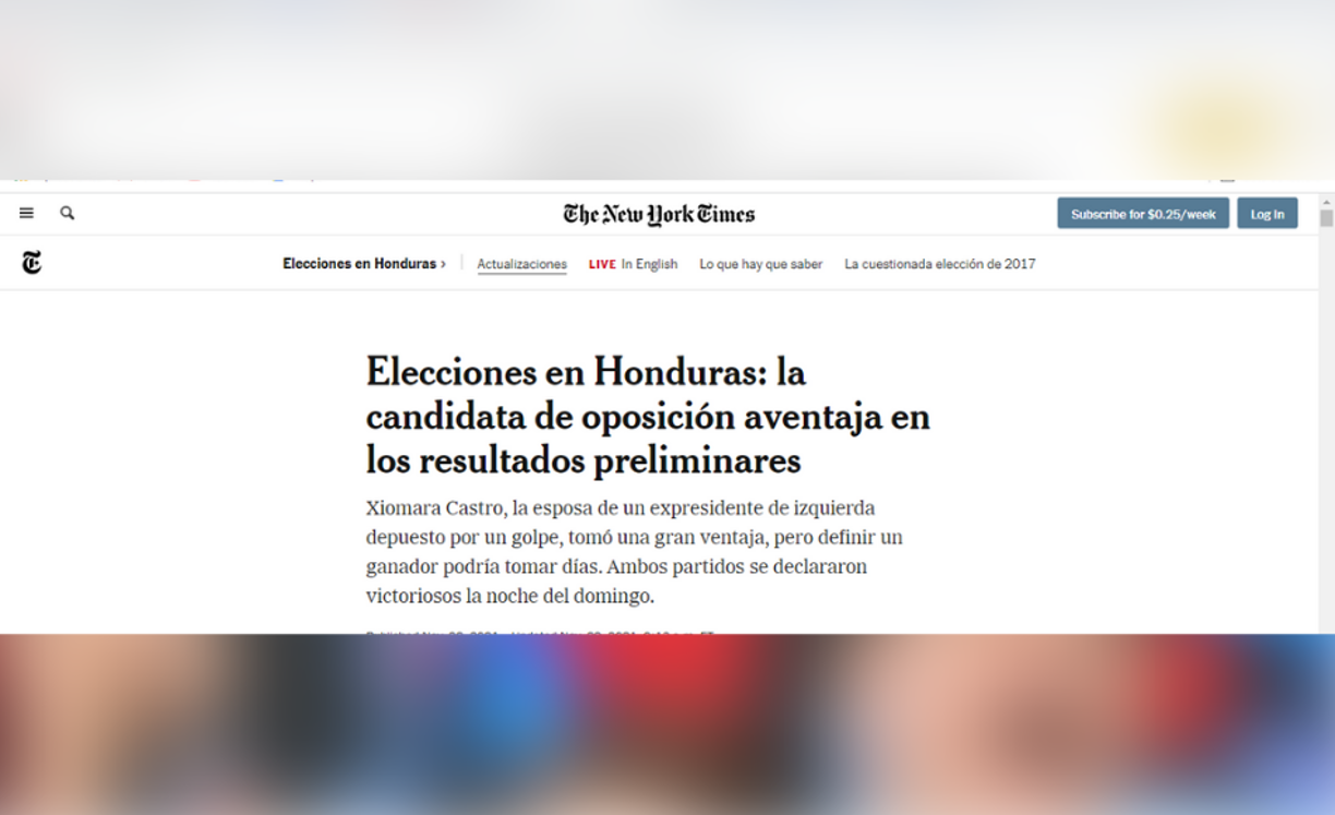 El diario estadounidense The New York Times, informa sobre la ventaja en los resultados de la candidata opositora.