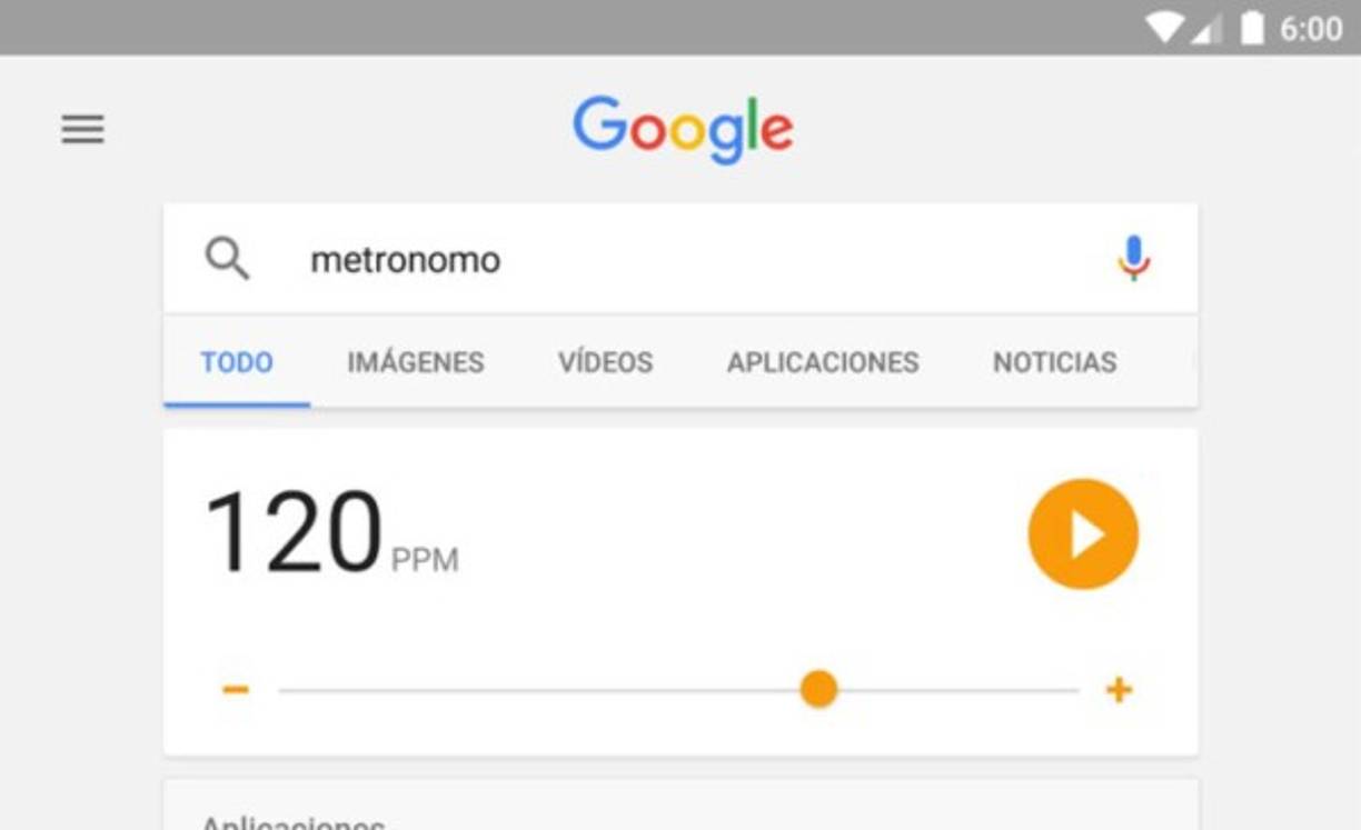 METRÓNOMO<br/>Esta herramienta resulta muy útil a quienes tocan instrumentos musicales. Solo escribe 'Metrónomo' para que aparezca.