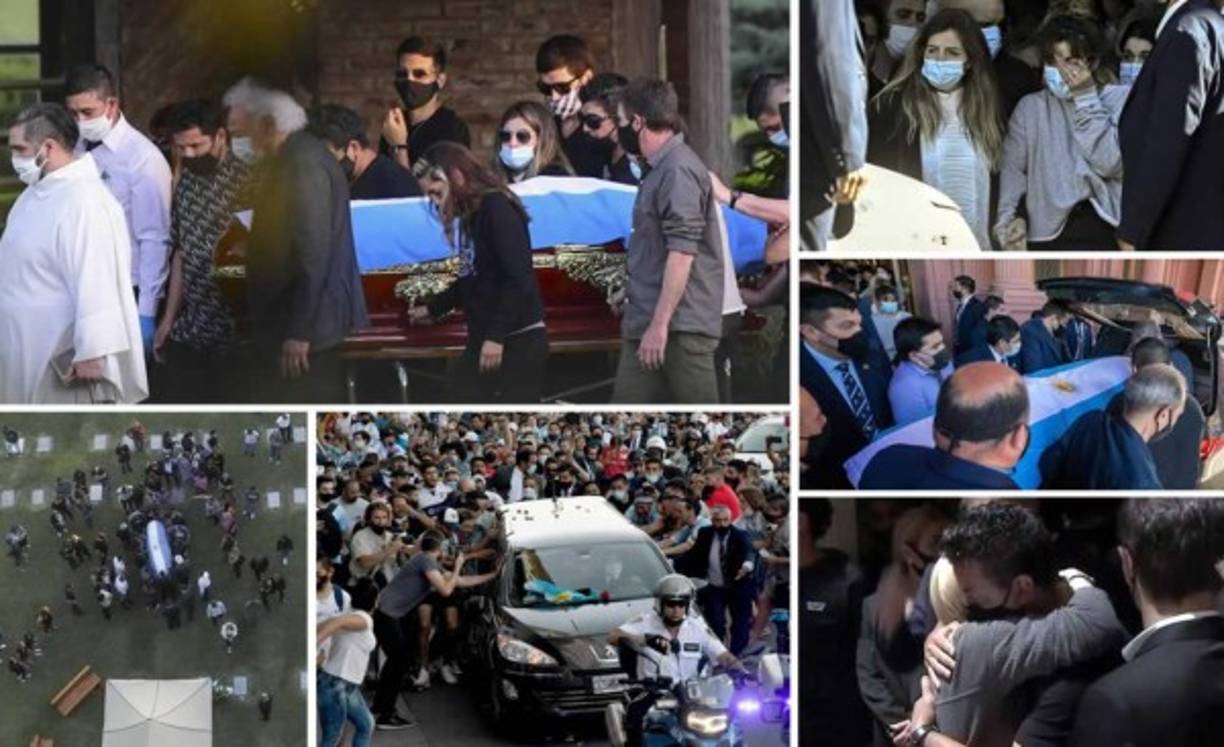 Los restos de la leyenda Diego Armando Maradona fueron sepultados este jueves en una ceremonia íntima en un cementerio de Buenos Aires, tras una jornada de despedida caótica cargada de incidentes en la ciudad y arropada por sus íntimos.