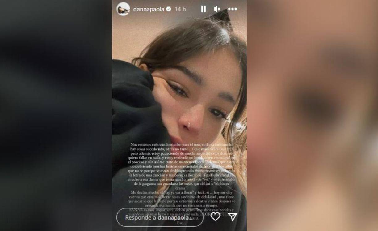 Al develar su situación emocional, Danna Paola, de 27 años, se mostró en una imagen vulnerable llorando.