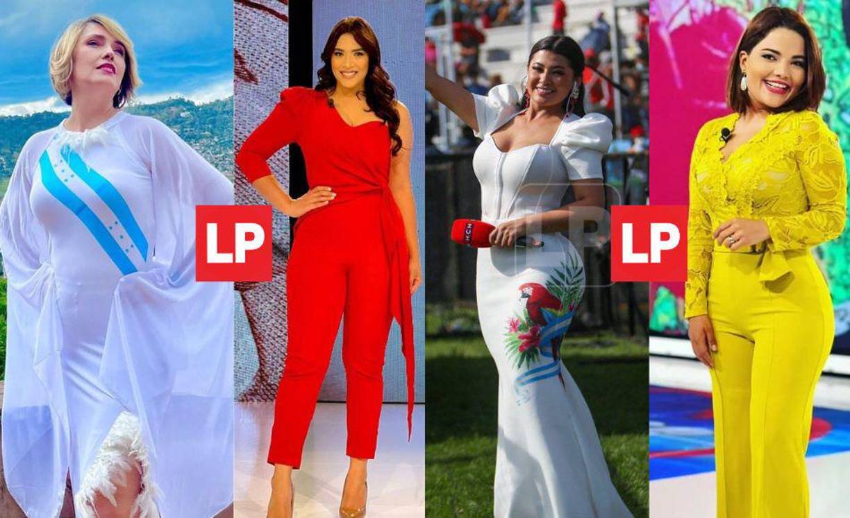 Con coloridos atuendos las presentadoras de televisión se sumaron a la transmisiones de desfiles patrios.