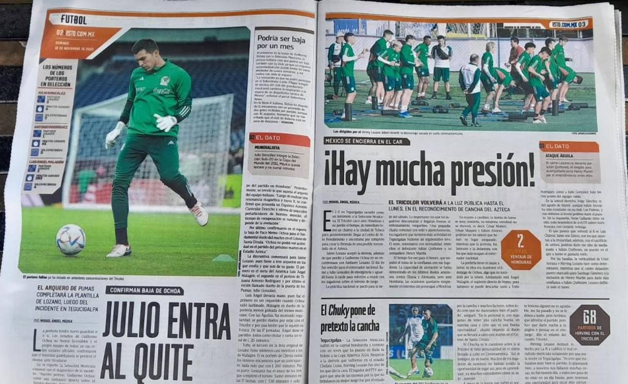 Otros medios como el diario deportivo ESTO fue más allá: “¡Hay mucha presión!”, dijo en su titular de apertura dando a entender que Honduras no será la misma de la Copa de Oro y que vendrá a plantarse firme en el Azteca.