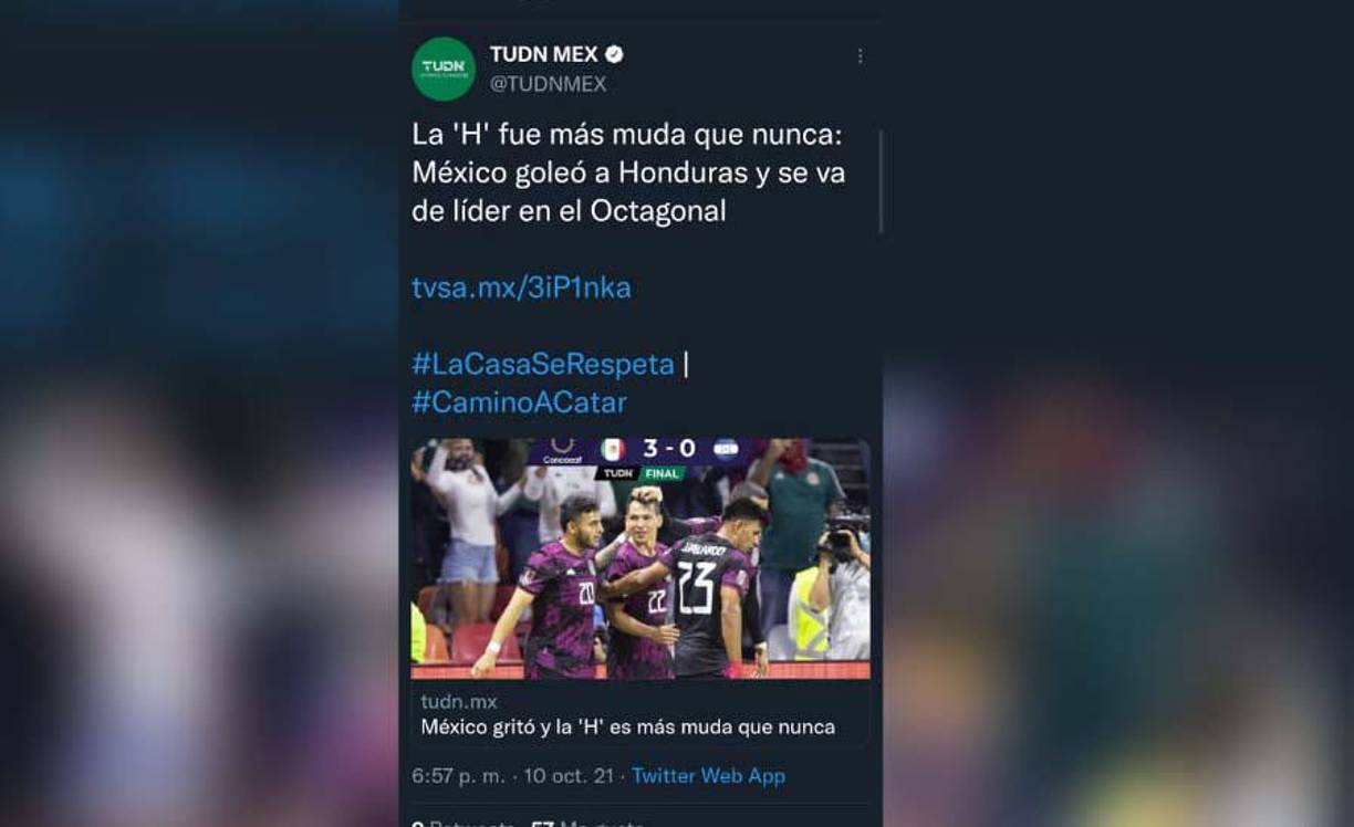 TUDN: “La H fue más muda que nunca”.