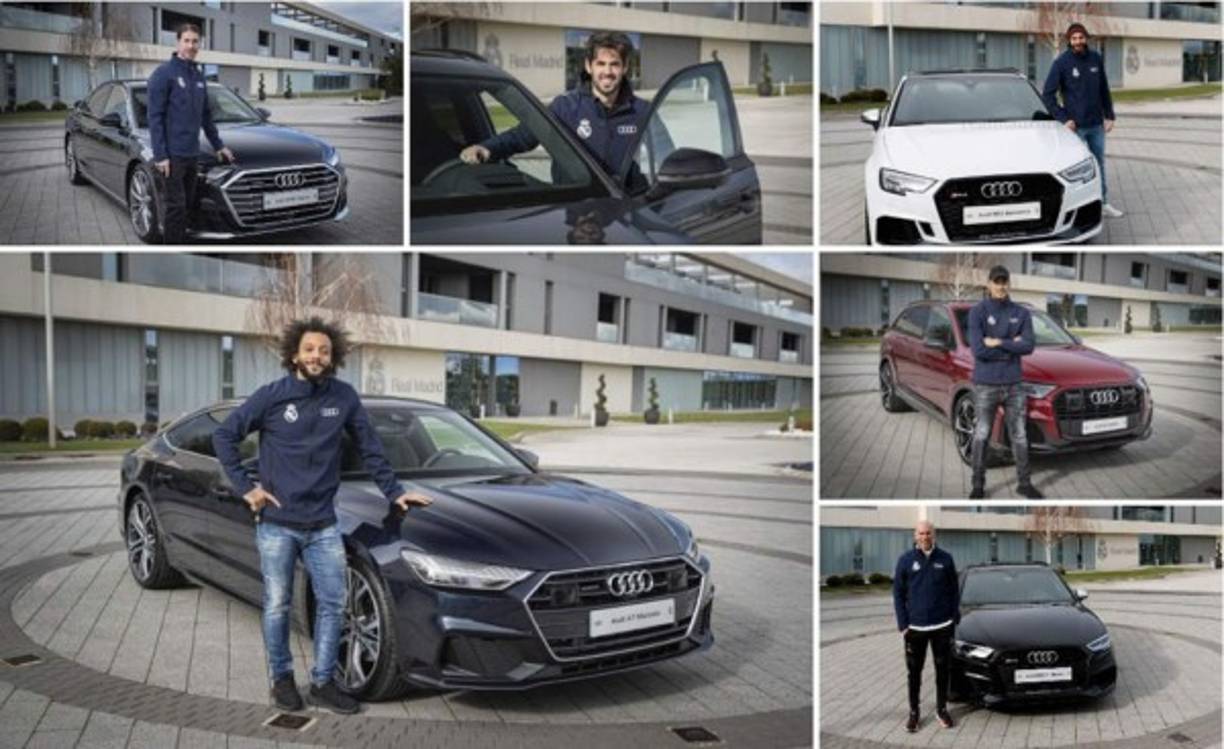 La marca Audi ha realizado la entrega de los lujosos vehículos a la primera plantilla del Real Madrid en Valdebebas, previo al clásico de la Liga Española contra el Barcelona.