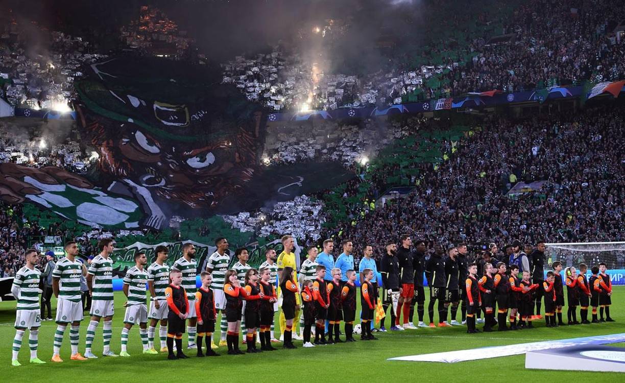 En el estadio Celtic Park se vivió una atmósfera impresionante, ambientazo de los aficionados escoceses para recibir al Real Madrid.