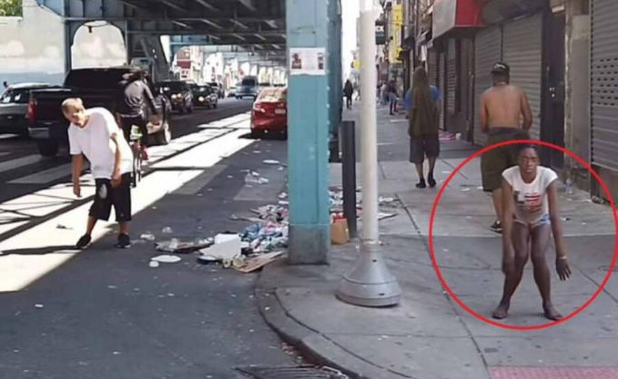 En sus calles pueden observarse sus estragos: decenas de personas tiradas en las aceras, drogándose a simple vista, encorvadas por los efectos de la droga o caminando como zombies por calles llenas de jeringuillas tiradas por el suelo.