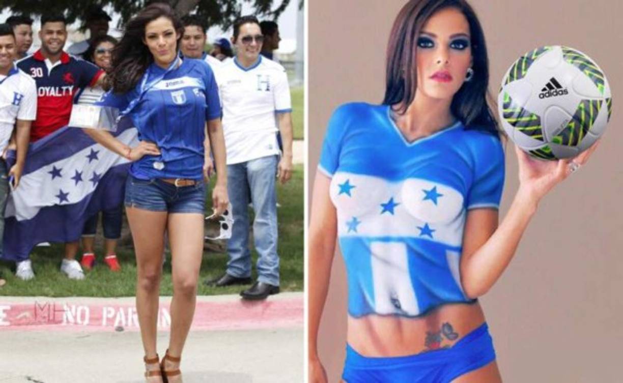 La sensual hondureña Nathalia Casco ha mostrado siempre su apoto a la Selección de Honduras.