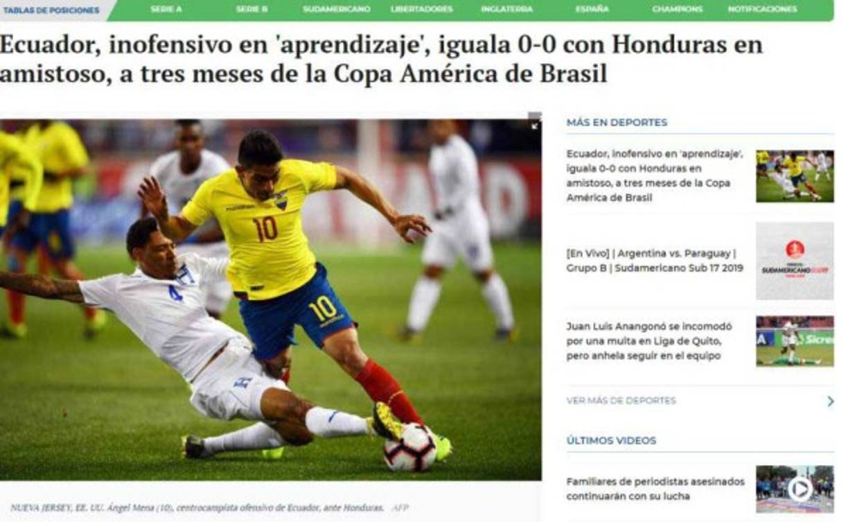 La prensa de Ecuador calificó de inofensivo a su equipo y se encienden las alarmas de cara a la Copa América por su bajo nivel.
