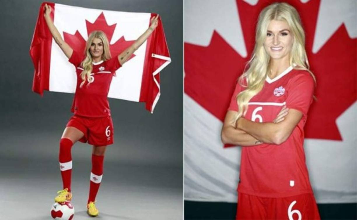 Kaylyn Kyle. Esta linda jugadora brilló en el mediocampo de Canadá en los Juegos Olímpicos de Londres 2012, donde ganó la medalla de bronce.