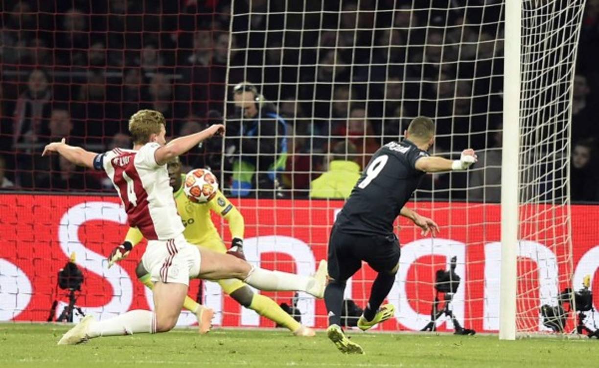 Karim Benzema al momento de vencer al portero André Onana con este derechazo. Foto AFP