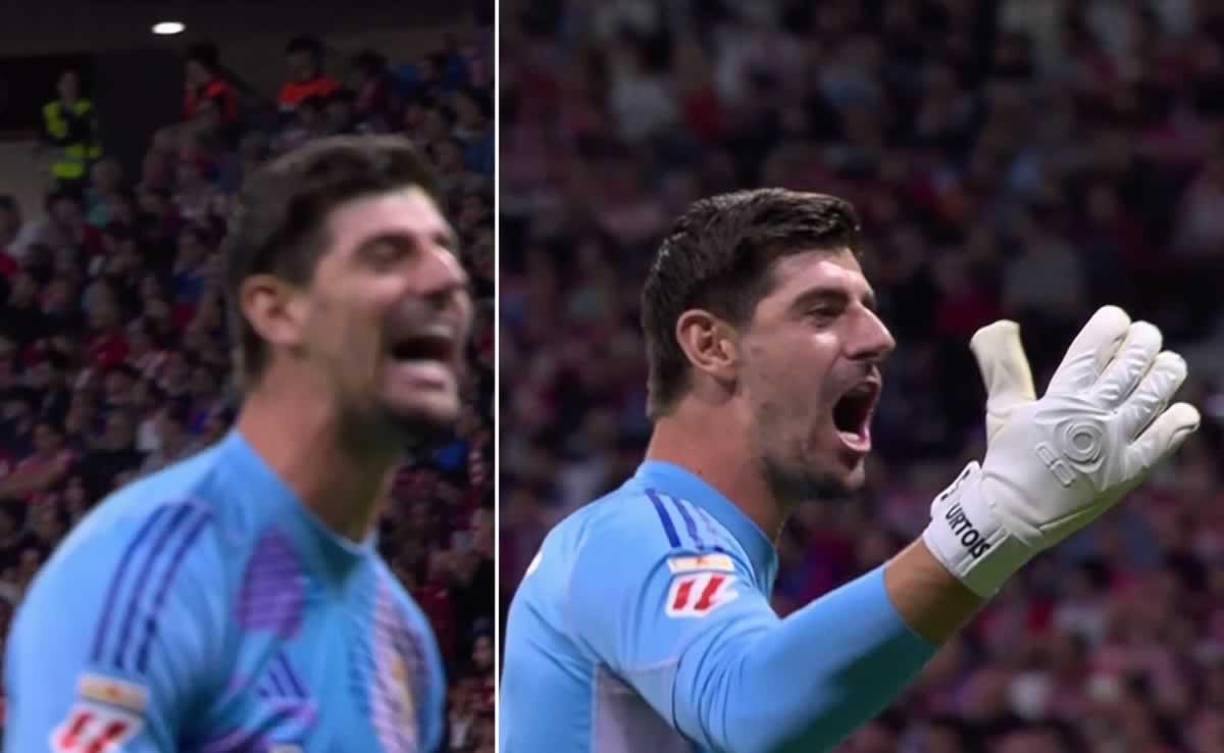 A Thibaut Courtois le gritaron insultos algunos aficionados del Atlético y el portero del Real Madrid reaccionó riéndose de ellos tras el gol de Militao.