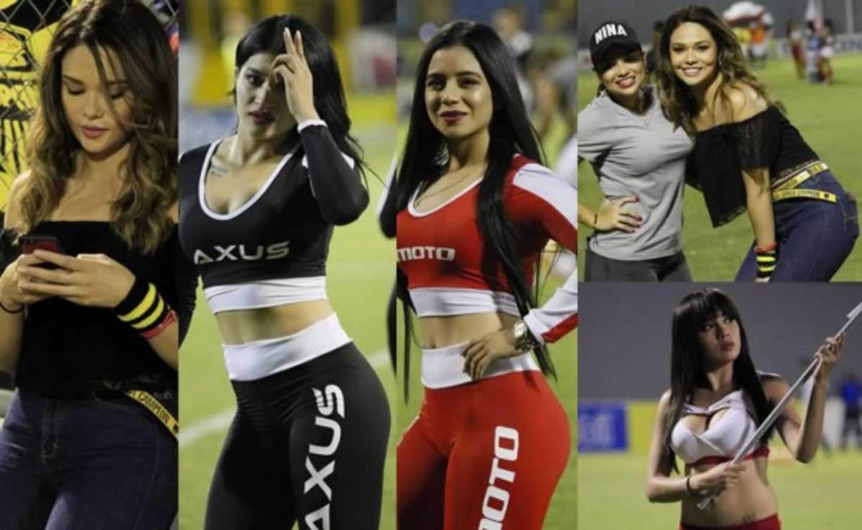 Las bellas chicas que adornan el partido de vuelta del repechaje entre Real España y Honduras Progreso en el estadio Morazán.