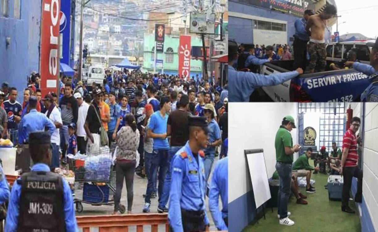 Previo al pitazo inicial de la final de ida entre Motagua y Marathón, en las afueras del estadio Nacional de Tegucigalpa se dio un gran ambiente. Inclusive se dieron algunas detenciones.