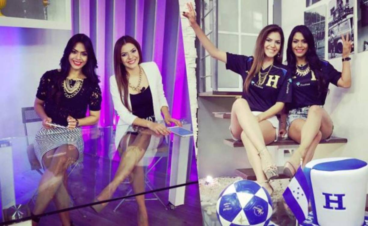 Las hermosas Melissa Valeriano y Loren Mercadal de Las Mañanas del Cinco lucen muy lindas con la camisa de la la Selección de Honduras.