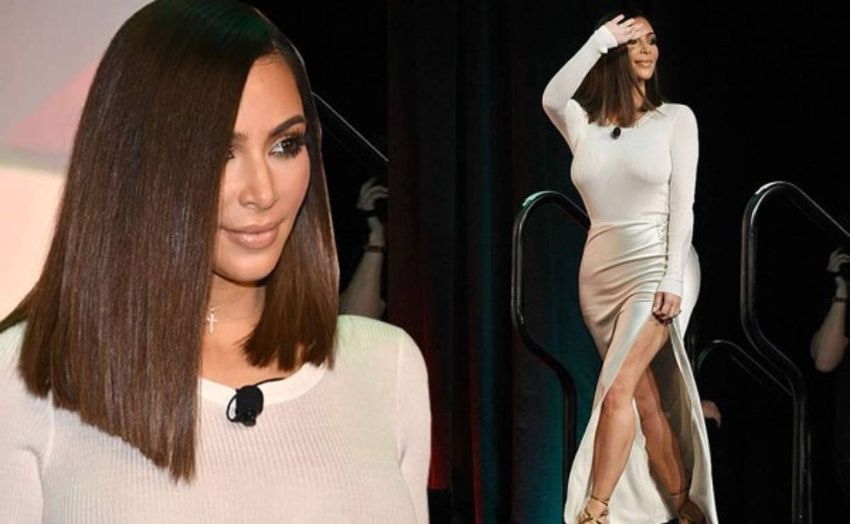 Kim Kardashian usó un look de Nili Lotan para su conferencia Blog Her 16.