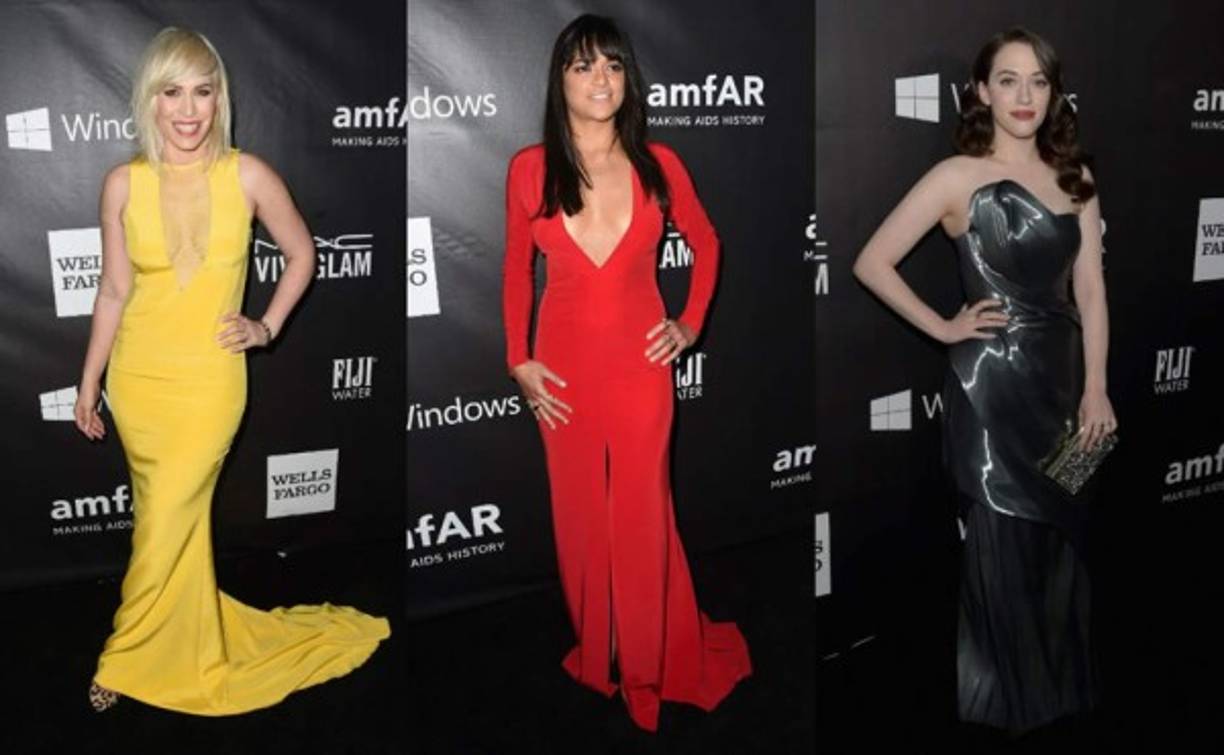 Natasha Bedingfield. Michelle Rodríguez. La actriz impactó en la alfombra con este traje rojo de manga larga y profundo escote. Kat Dennings.