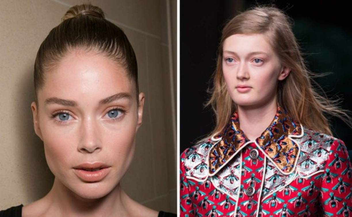 Balmain y Gucci presentaron estas propuestas de maquillaje natural o nude en sus respectivas pasarelas donde presentaron sus colecciones primaverales.