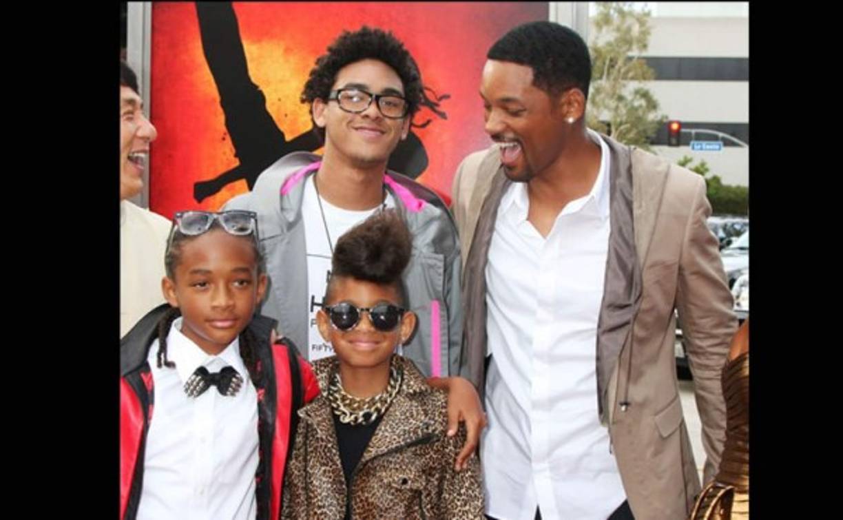 Will Smith con Jaden Smith, Willow Smith y Trey Smith.