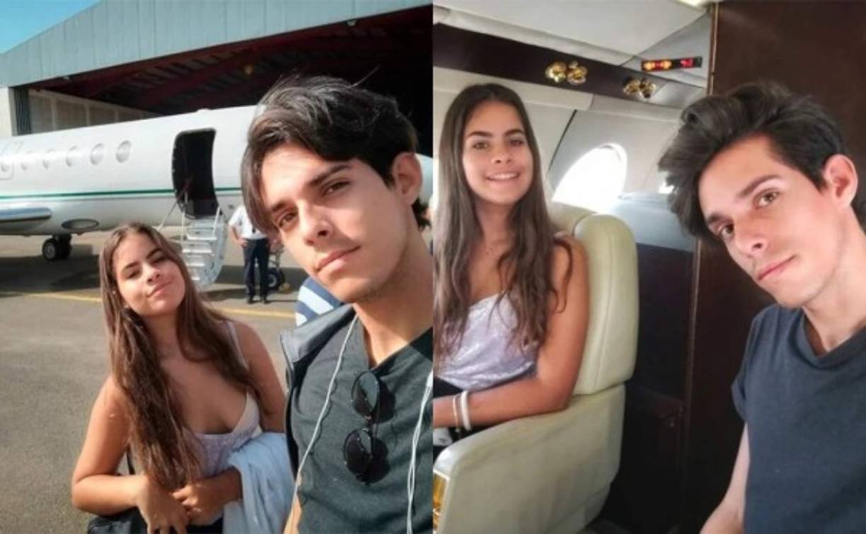 El joven ha utilizado uno de los aviones privados que Hugo Chávez le regaló a Cuba. En las imágenes junto a su hermana Mariam Ramos.