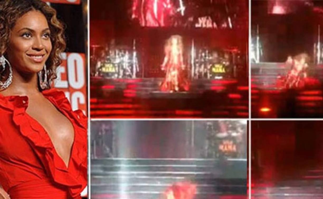 Beyoncé en una de sus caídas.