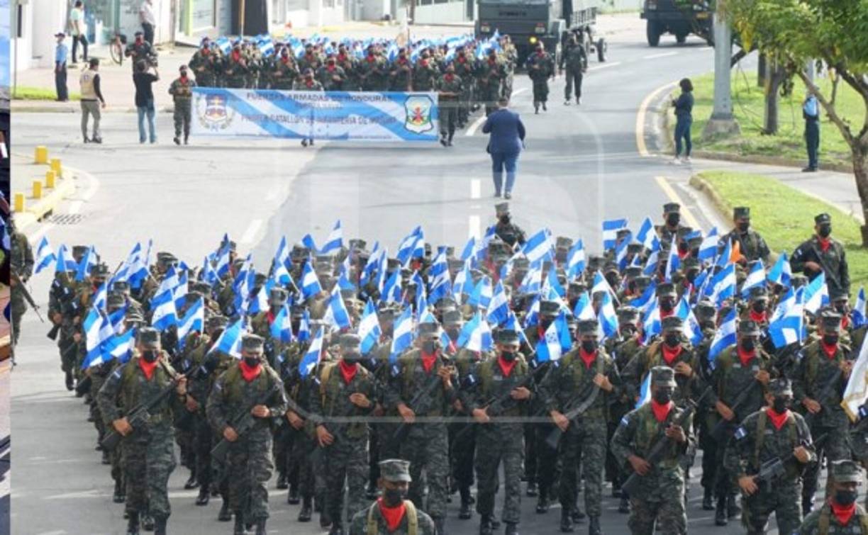 Diferentes instituciones armadas, como en años anteriores, desfilaron este 15 de septiembre en las calles de San Pedro Sula.
