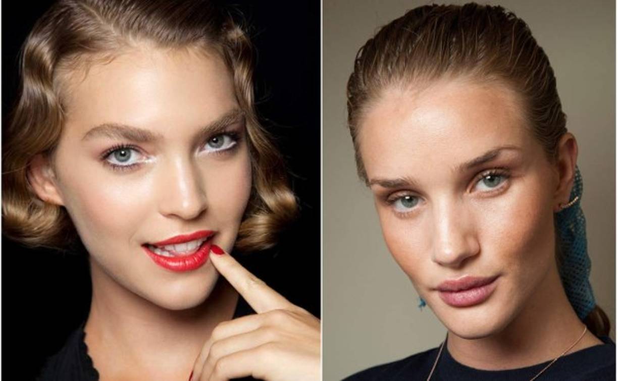 Los labios rojos como punto focal también estará permitido en las temporadas más cálidas del año. Balmain, sin embargo, se suma a la tendencia natural donde parece que no se lleva maquillaje.