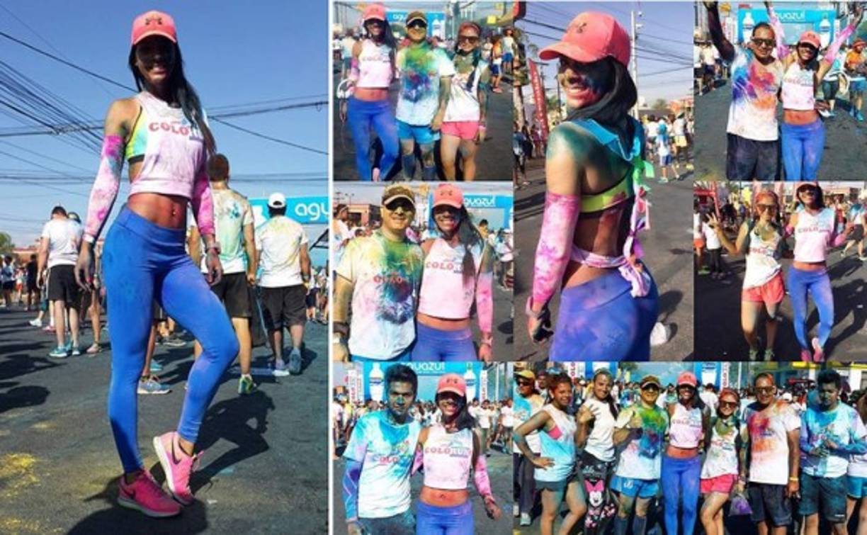 'Me gusta correr y mas cuando es al aire libre, es un deporte que te da libertad y te permite retarte a ti mismo, y por un tiempo practiqué tenis', nos comenta Loren. Aquí vemos foto de su participación en el Color Run 2015 en Tegucigalpa.