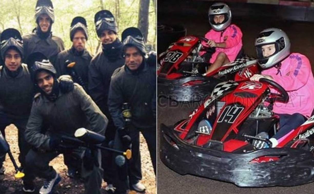 Un juego de Paintball y chocar los autos, se ve que Messi la pasó sin problemas con su lesión.