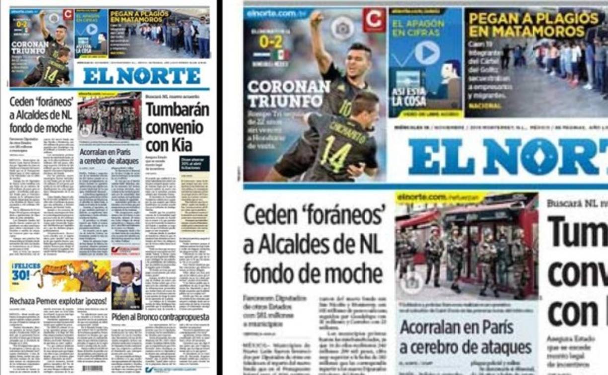 Diario El Norte: 'Coronan Triunfo', 'Rompre el Tri sequía de 22 años'