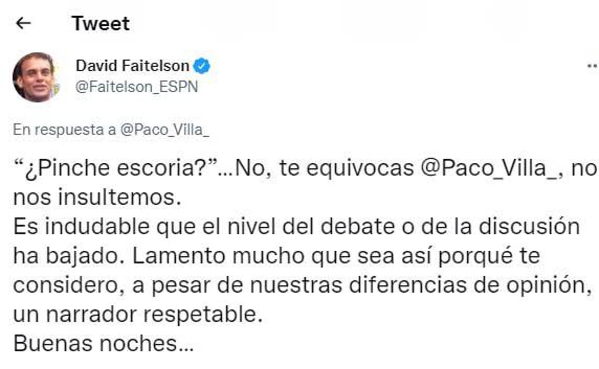 David Faitelson y su respuesta para Paco Villa.