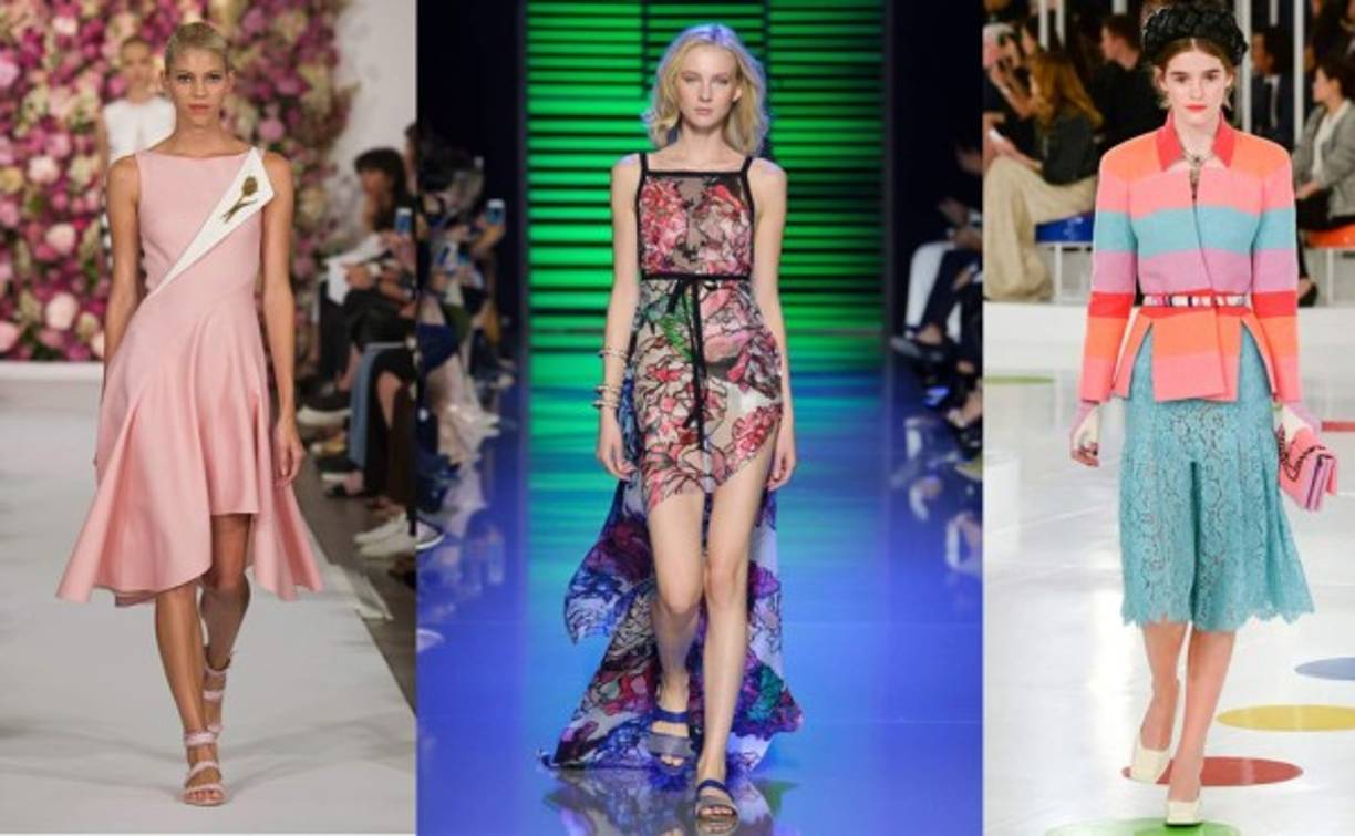 Diseños 2016 de Oscar de la Renta, Elie Saab y Chanel, respectivamente.