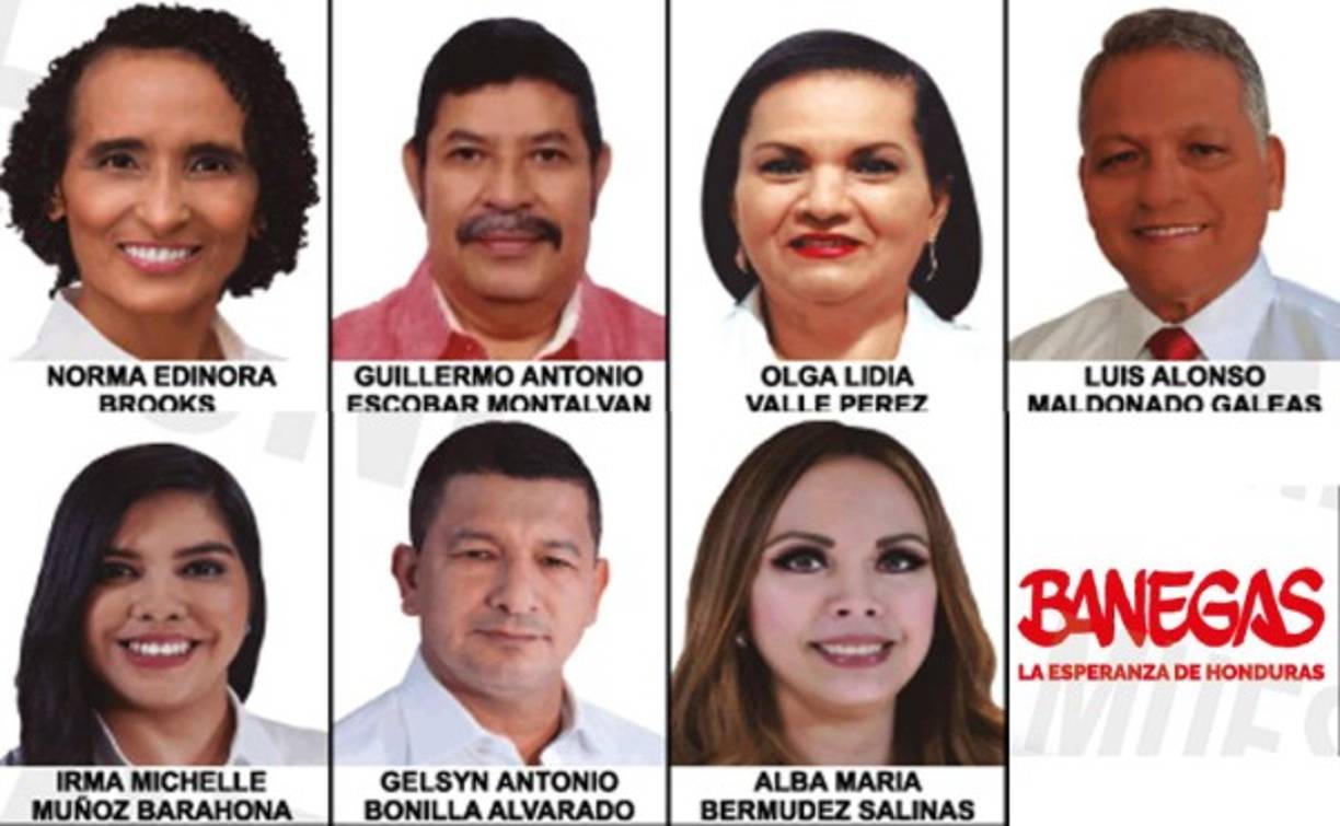 Planilla del movimiento Esperanza de Honduras que lidera Darío Banegas para diputados en Francisco Morazán.