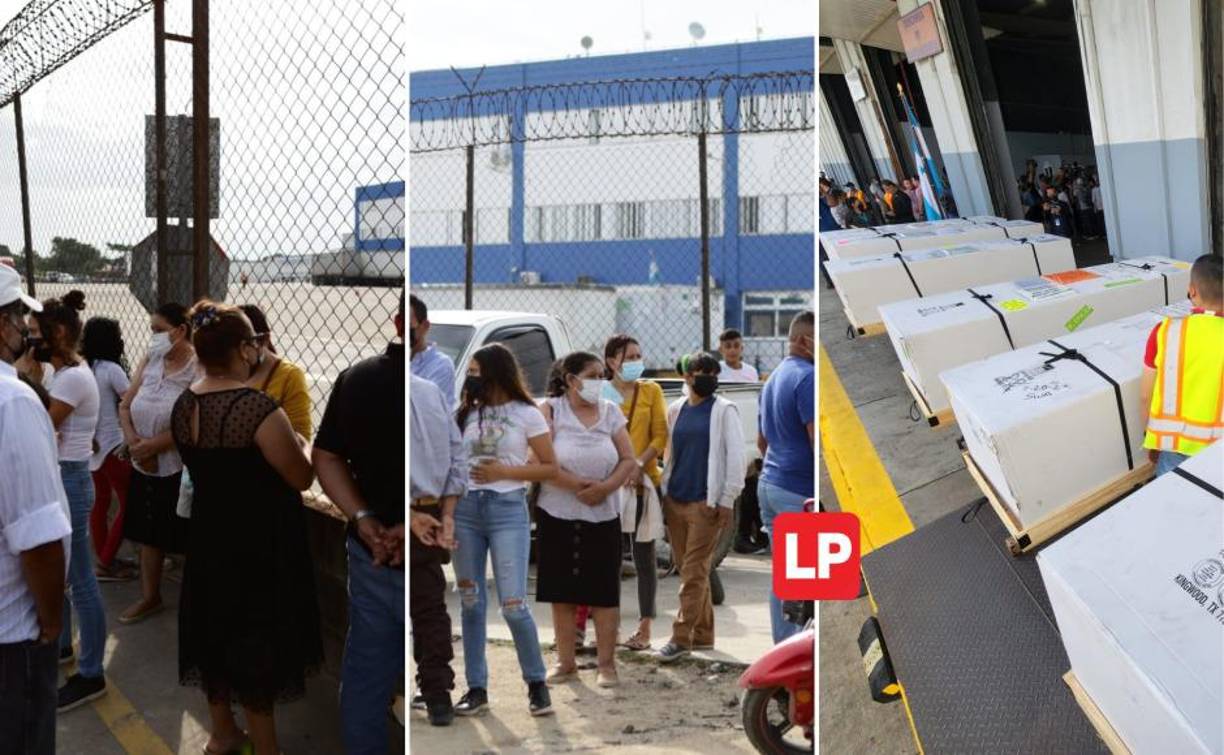 Invadidos por el dolor, familiares este viernes los cuerpos de los seis migrantes hondureños fallecidos el pasado 27 de junio dentro de un tráiler en San Antonio, Texas, EEUU. 