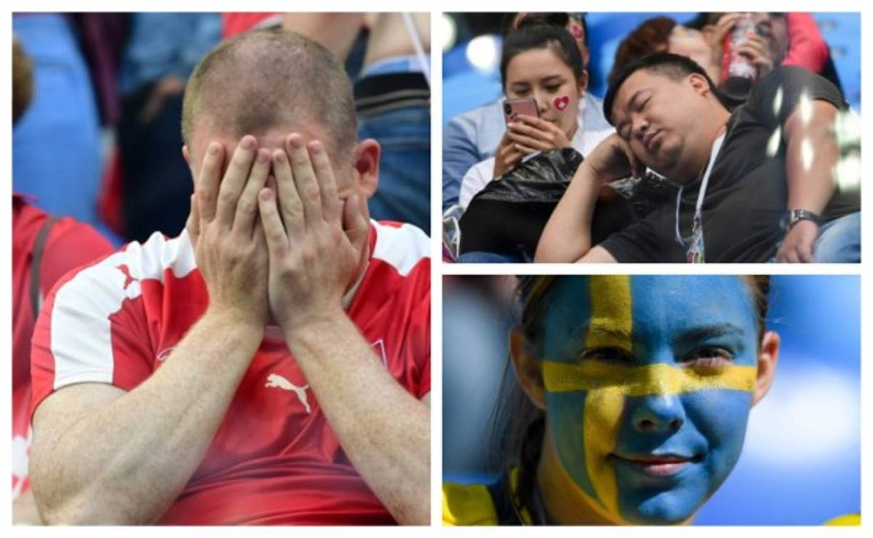 Un serie de emociones encontradas hubo en el duelo entre suizos y suecos por los octavos de final. Foto AFP