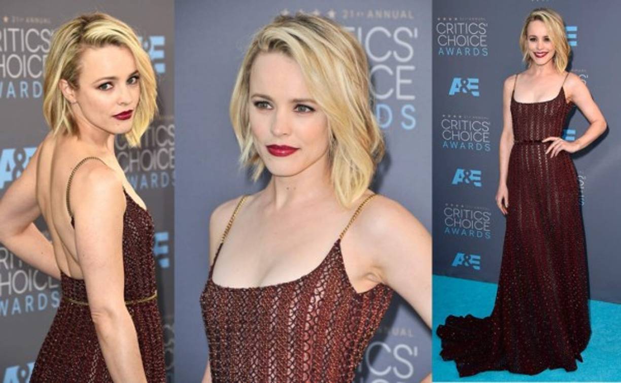 Los escotes como este cuadrado con tirantes le favorece a mujeres de busto medio o pequeño. Rachel McAdams usó un hermoso diseño de Elie Saab Couture.