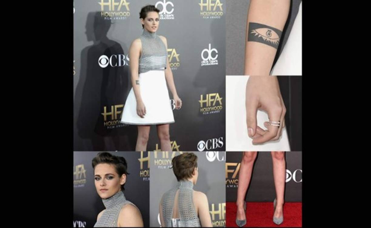 Kristen Stewart en Chanel Couture. La actriz lució un nuevo tatuaje.