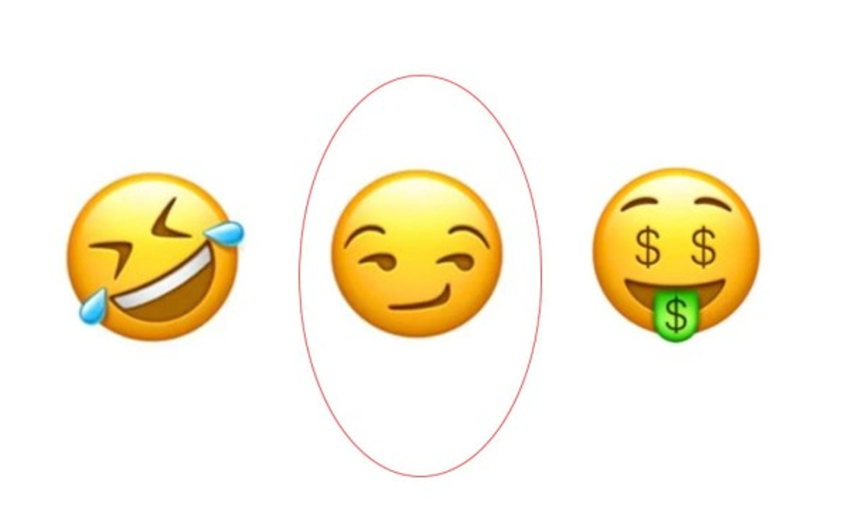 Emoji cara picara:<br/>El emoji con sonrisa pícara pertenece al apartado de rostros amarillos. En este emoticono podemos ver una expresión facial astuta, presumida, traviesa y hasta sugerente. Los usuarios utilizan esta cara cuando estén coqueteando con la mujer u hombre que les gusta.<br/>