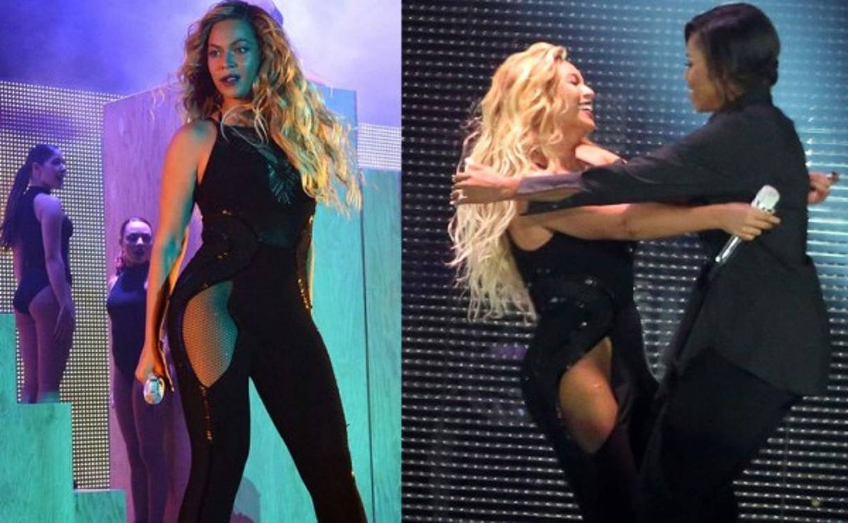 En un traje negro Beyoncé bailó en el Festival Global Citizen donde mostró su pierna y un poco más...