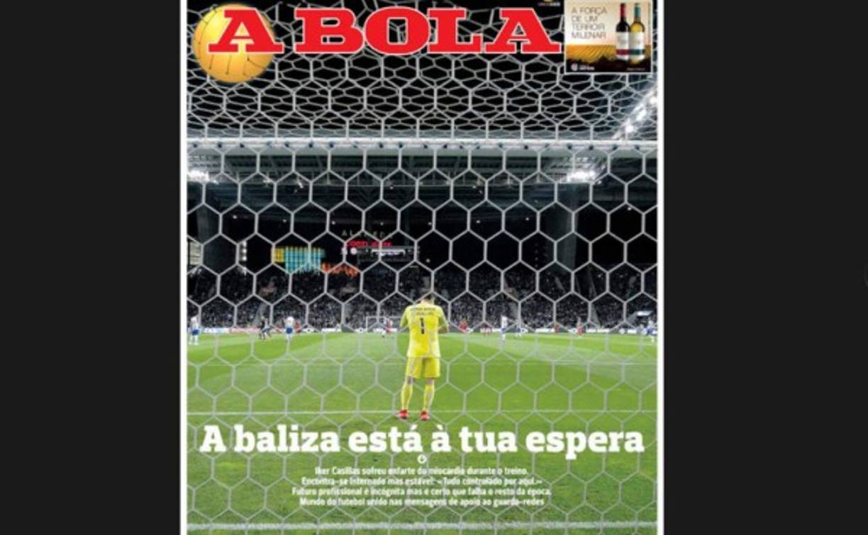 A Bola de Portugal amaneció con un homenaje a Iker Casillas por el infarto que sufrió el miércoles.